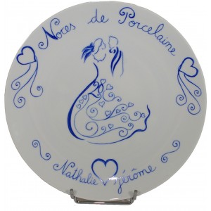 Assiette porcelaine Toi et Moi (4 couleurs)